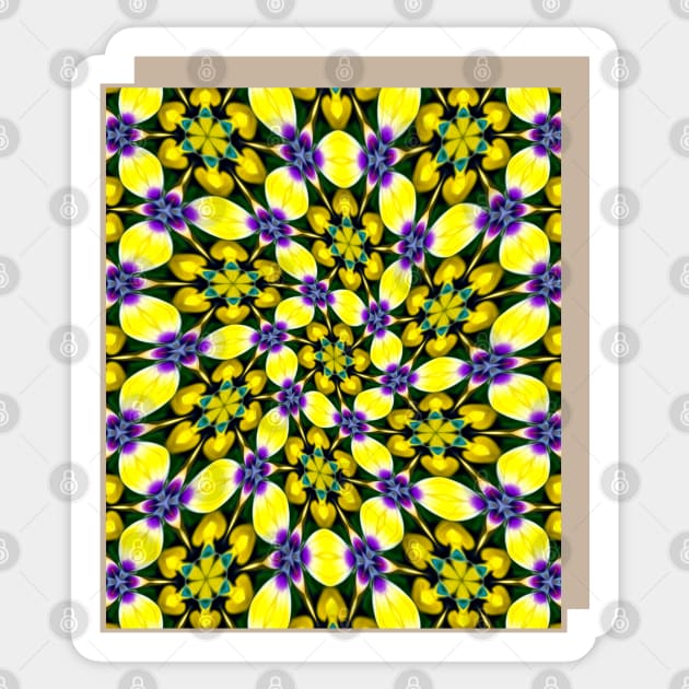 Yellow and Purple Daisy Pattern Sticker by PatternFlower